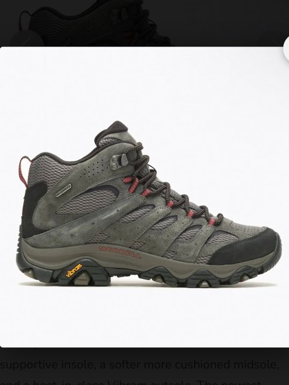 Merrell Men's 8.5 Moab 3 Mid Waterproof Beluga Gray Boots GTX GORE-TEX® J035833